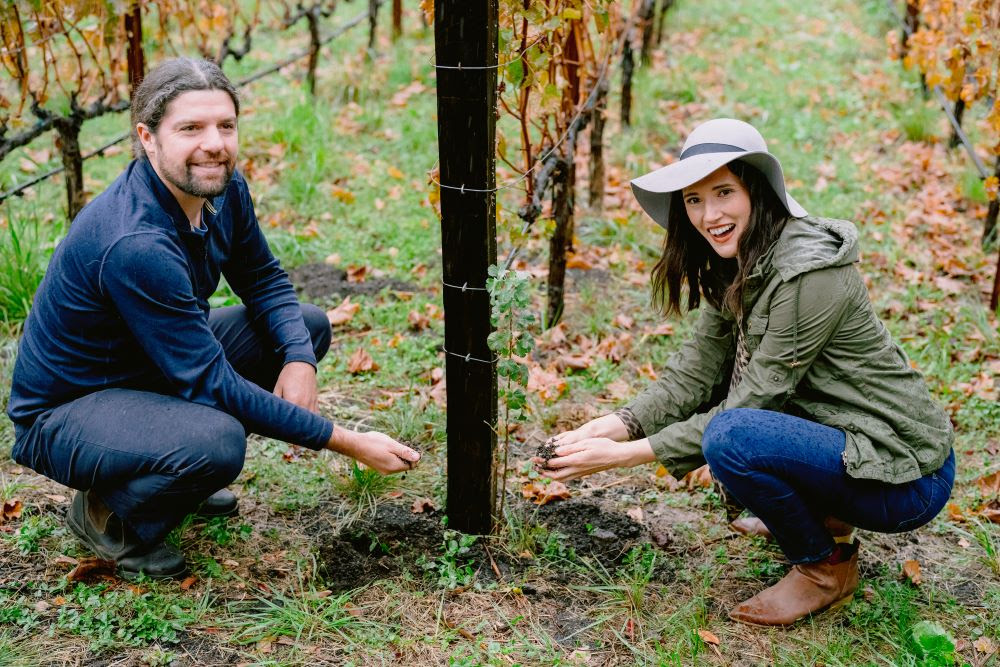 Ben and Sierra in the vineyard
